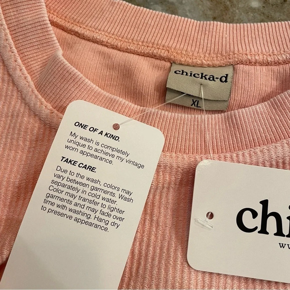 Chicka-d NORTHEASTERN Corded Sweatshirt in Urban Pink size XL Oversized - Picture 3 of 10